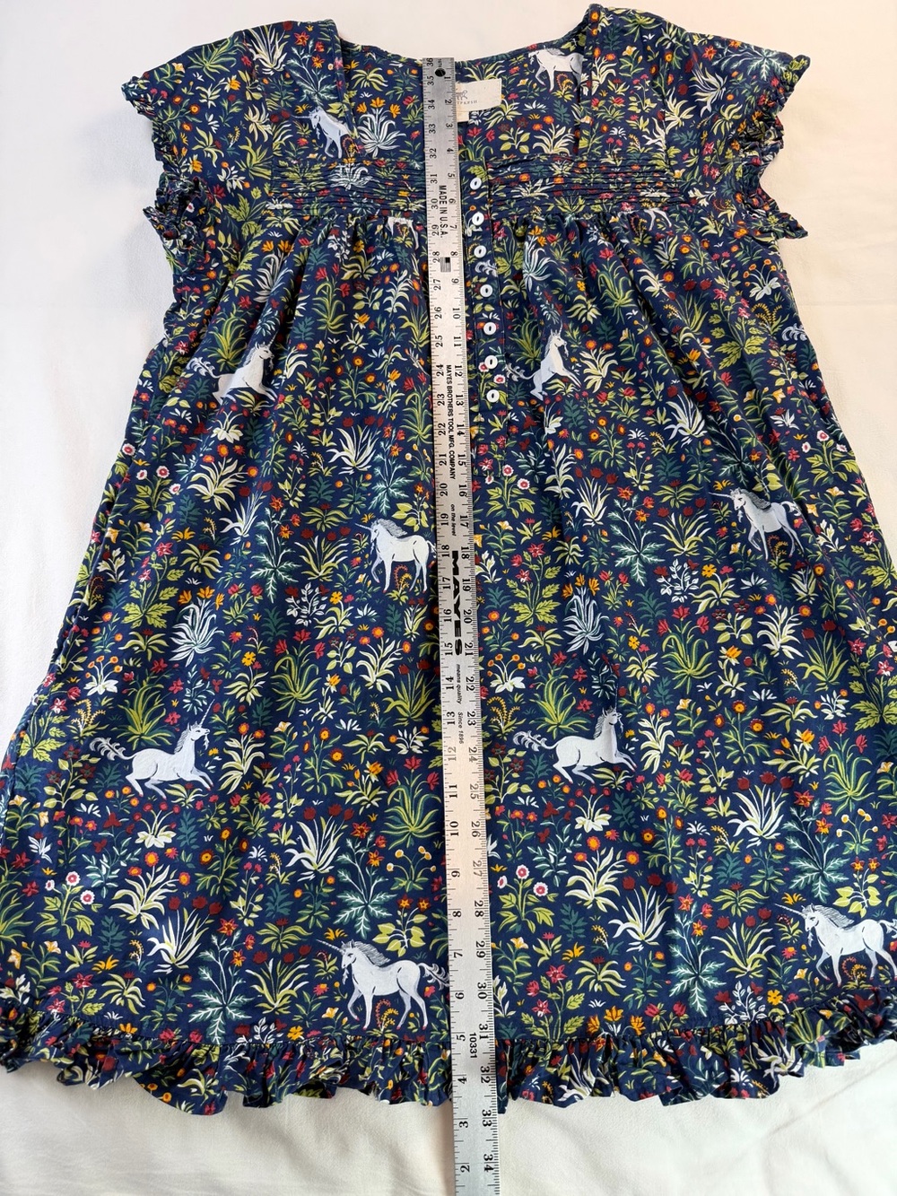 Printfresh Unicorn Pintuck Organic Cotton Floral Pajama Dress - Picture 7 of 11